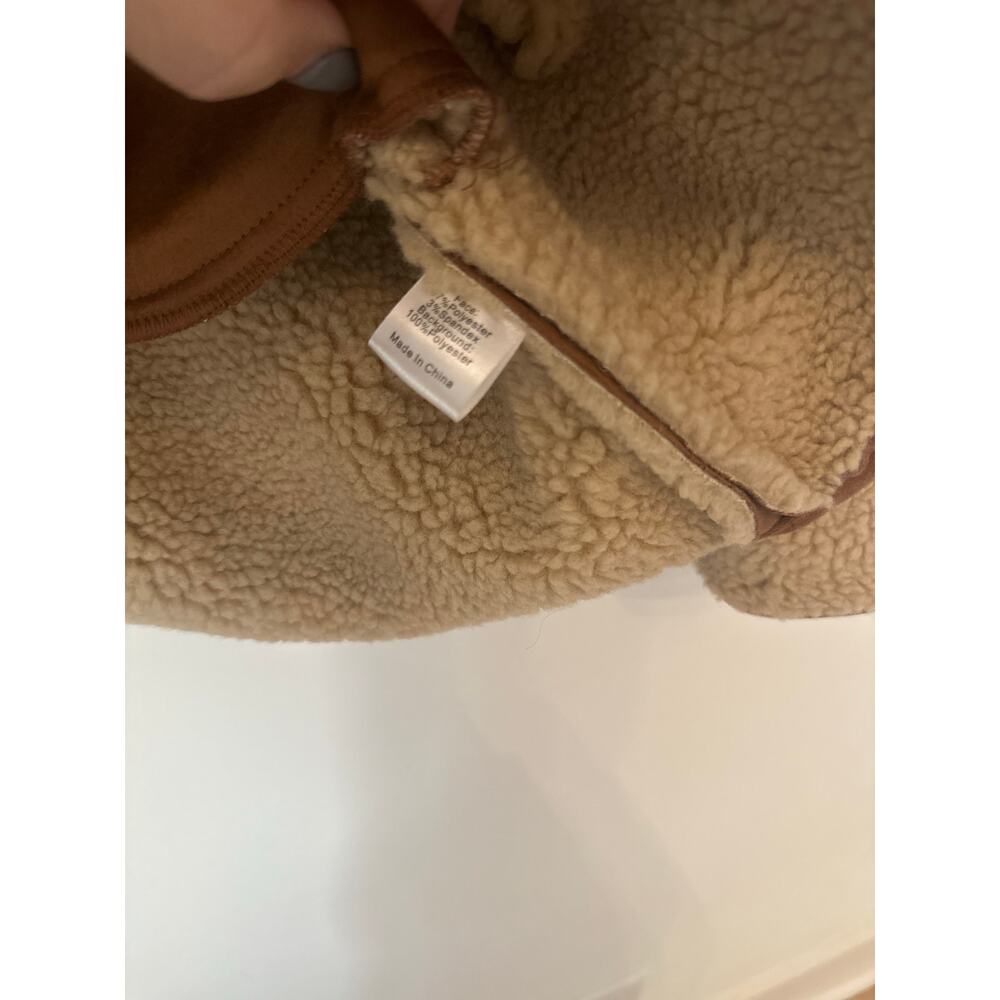 Tuckernuck Stella Shearling Quarter Zip Pullover Jacket Tan Cream Medium - Picture 9 of 11